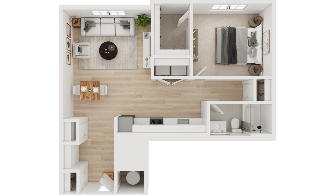 A5 - 1 bedroom floorplan layout with 1 bathroom and 861 square feet