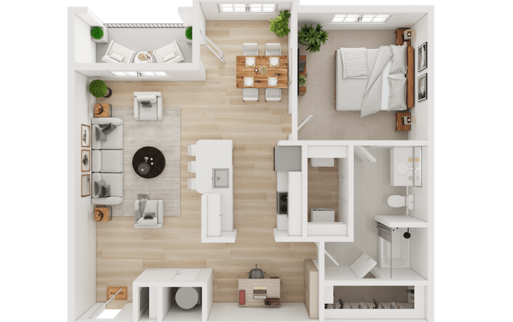 A2 - 1 bedroom floor plan layout with 1 bathroom and 1005 square feet A2 - 1 bedroom floor plan layout with 1 bathroom and 1005 square feet