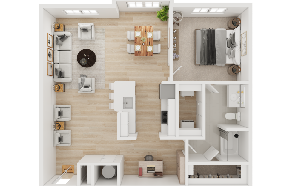 A2-ALT - 1 bedroom floorplan layout with 1 bathroom and 1069 square feet