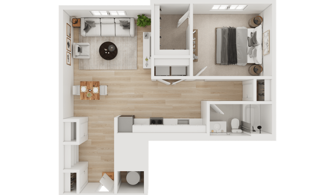 A5 - 1 bedroom floor plan layout with 1 bathroom and 861 square feet