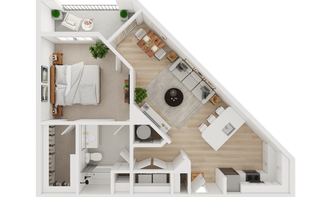 A3 - 1 bedroom floorplan layout with 1 bathroom and 815 square feet