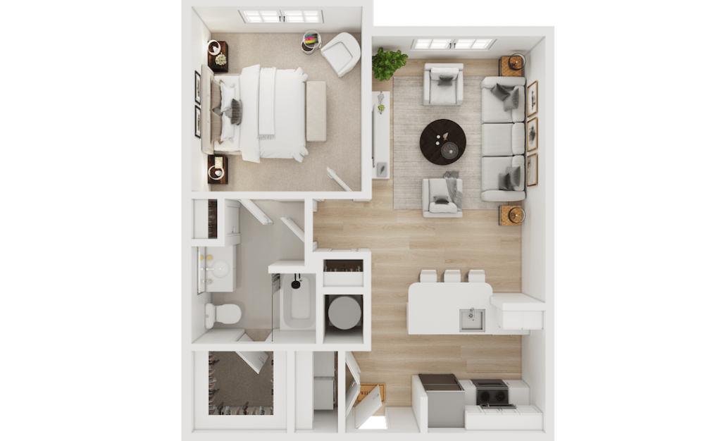 A1-ALT - 1 bedroom floor plan layout with 1 bathroom and 752 square feet