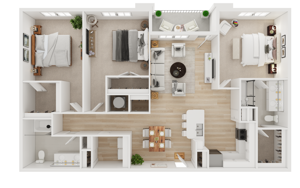 C4 - 3 bedroom floorplan layout with 2 bathrooms and 1503 square feet