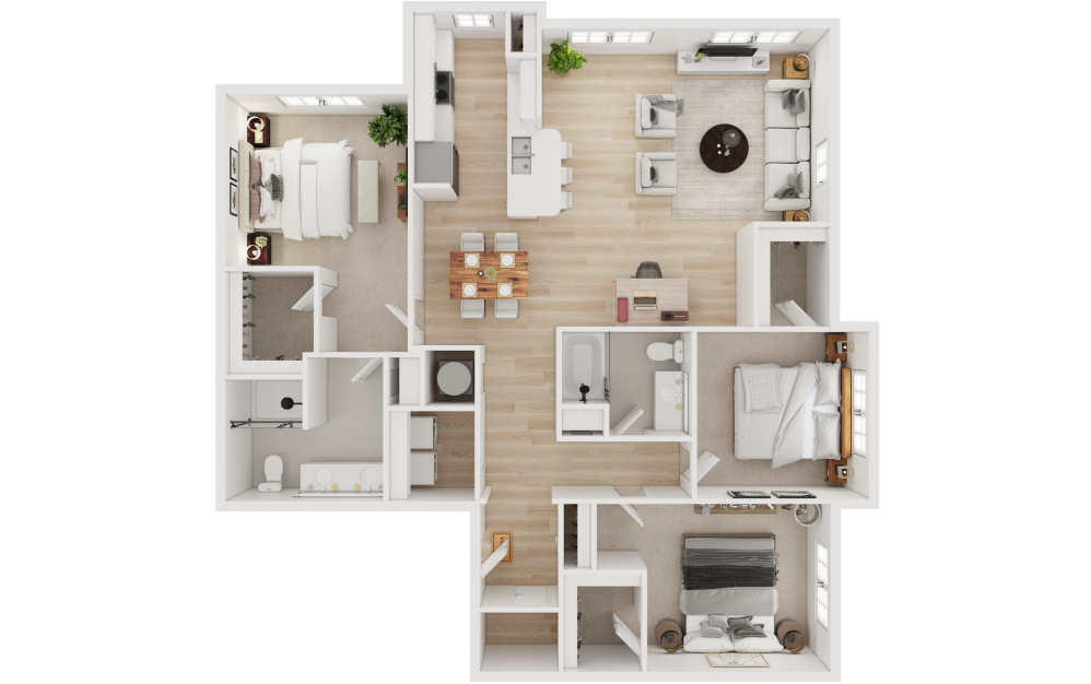 C1-ALT - 3 bedroom floorplan layout with 2 bathrooms and 1691 square feet