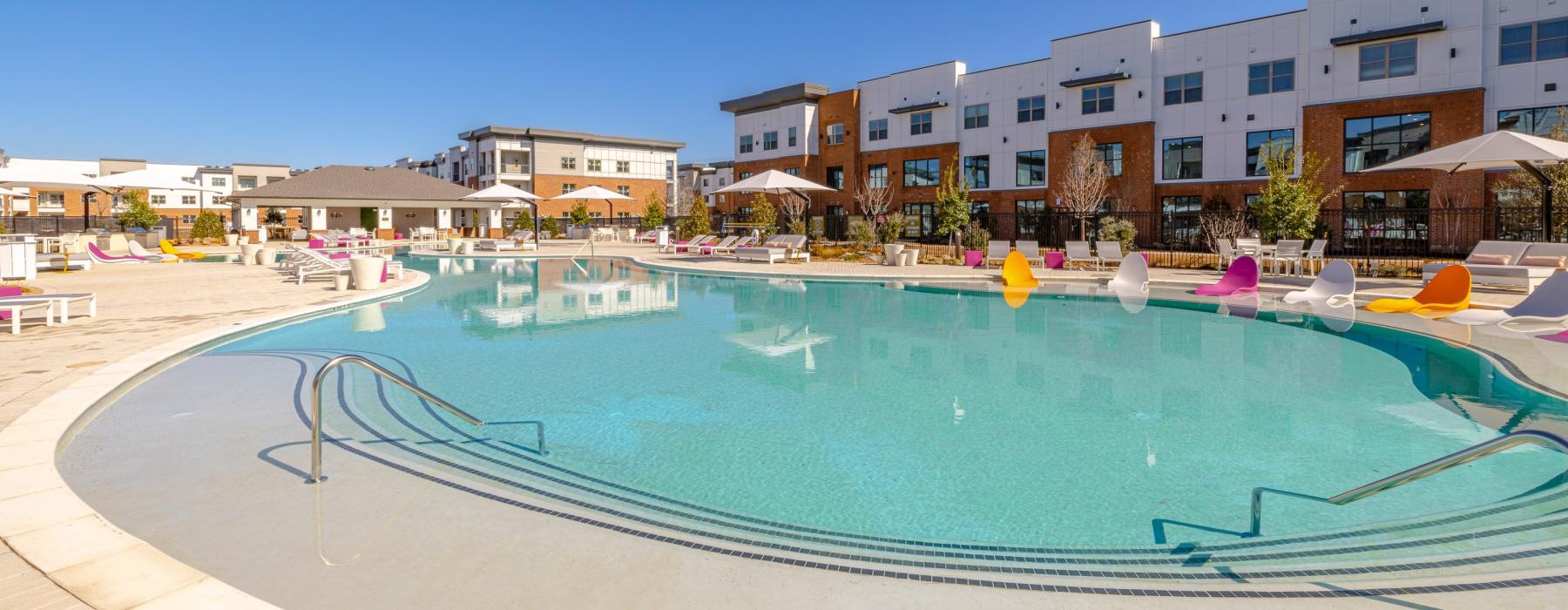 a swimming pool in a courtyard