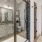 a bathroom with a glass shower